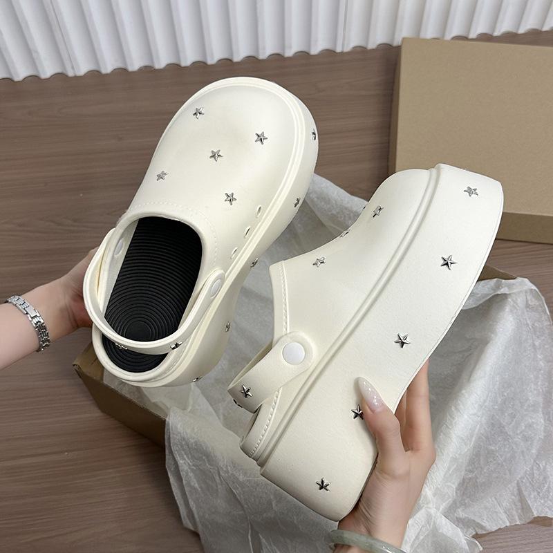 New thick-soled bag head cool slippers for women to wear summer fashion eva heightening hole shoes