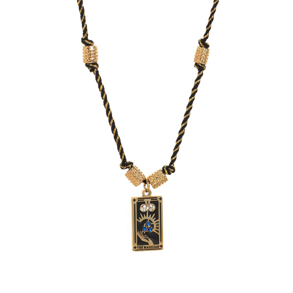 Titanium Steel Gold-Plated Necklace Tarot Card Point Drill Oil Drip Rope Hand-Knotted Popular Fashion Jewelry Women