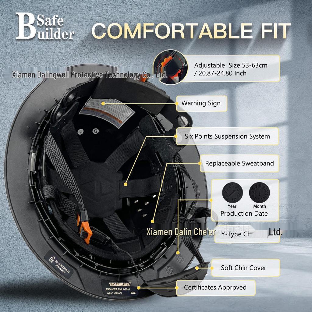 ANSI Large Brim Sun Protection Safety Helmet, Anti-Smash, Breathable Construction Headwear