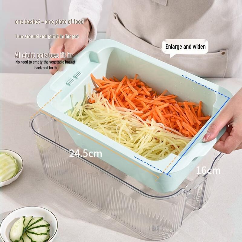 Rebanador y Rallador de Verduras Multifuncional Guraide con Cesta Escurridora