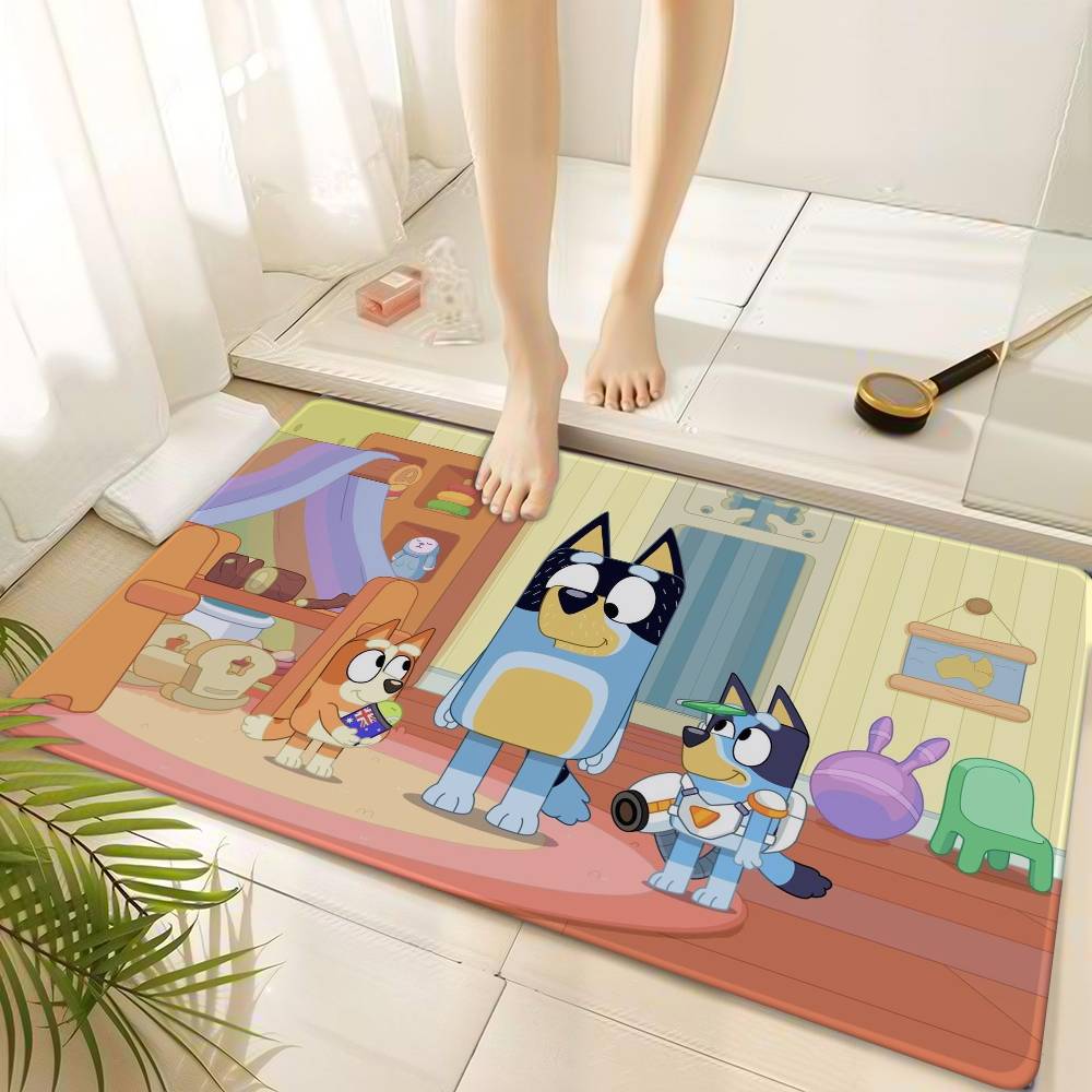 Anime B-BlueyS Cute Bathroom Mat Kids Room Bedroom Decoration Balcony Anti-Slip Doormat Living Room Welcome Rug