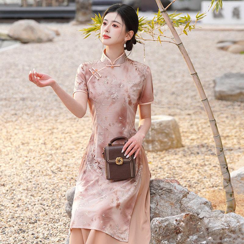 Skinny National Style New Chinese Aodai Daily Suzhou Improved Cheongsam 1011 New Women's High-end Dress Summer
