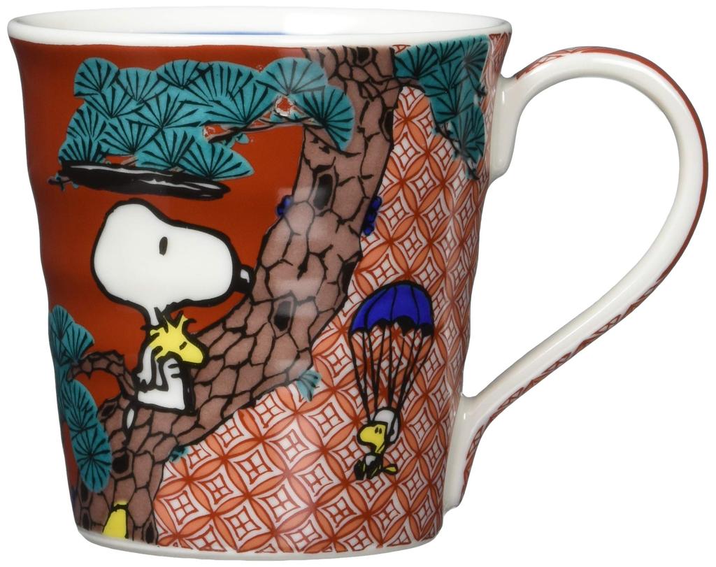 Yamaka Shoten "PEANUTS" Snoopy Kutani Ware Mug (300ml) Red Design SN362-11