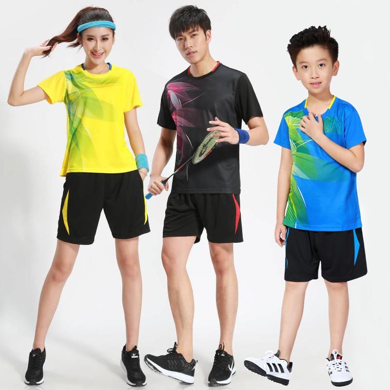 Unisex Badminton Tennis Short Sleeve Sport Shirt Kids Adults Training Athletic Top