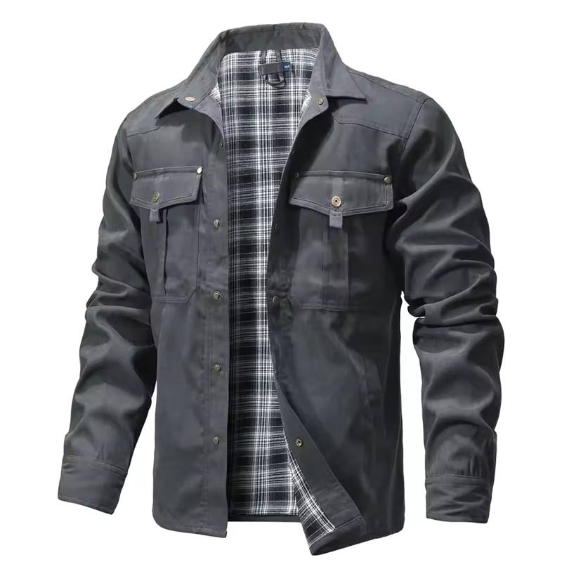 

Men s Jackets Spring Flannel Lined Shirt Coat Shacket Casual Snap Button Overshirt Western Cowboy Style High Quality Top L