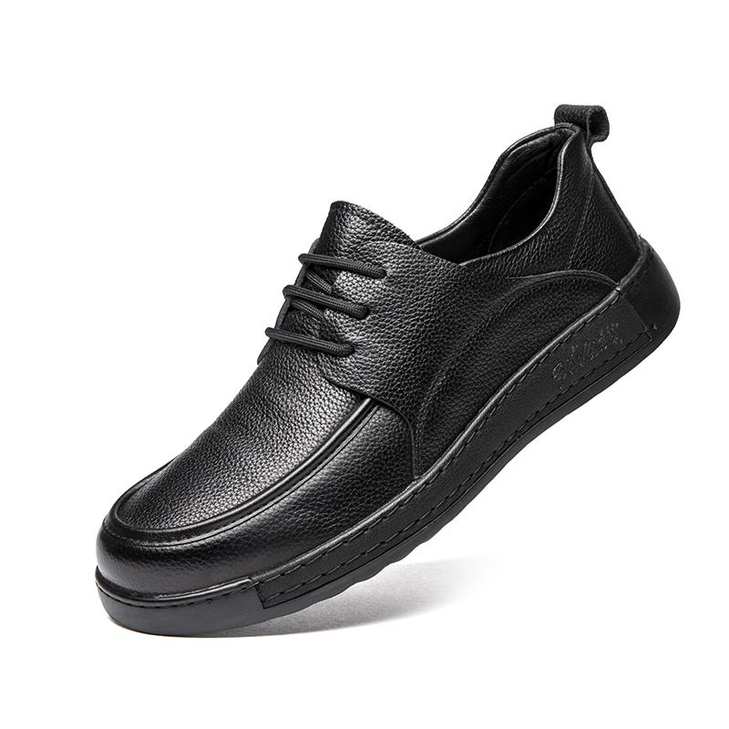 

Fashion All-match Male Flats High Quality Skate Shoes Men Walking Shoes for Men Lace-Up Sneakers Leather Mens Breathable Casual Shoes 44 чёрный