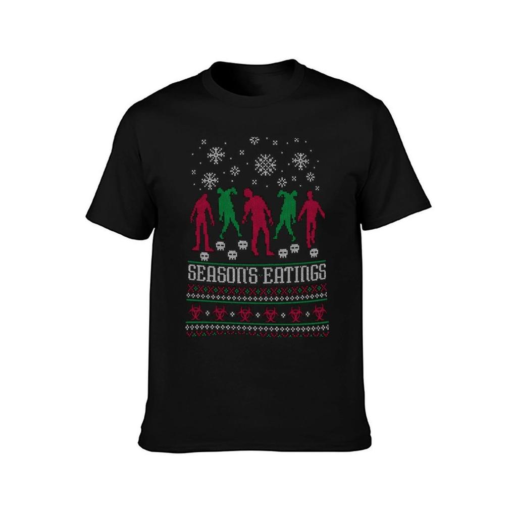 Season Eatings Ugly Christmas TShirt Casual Simple Design Short Sleeve Shirt