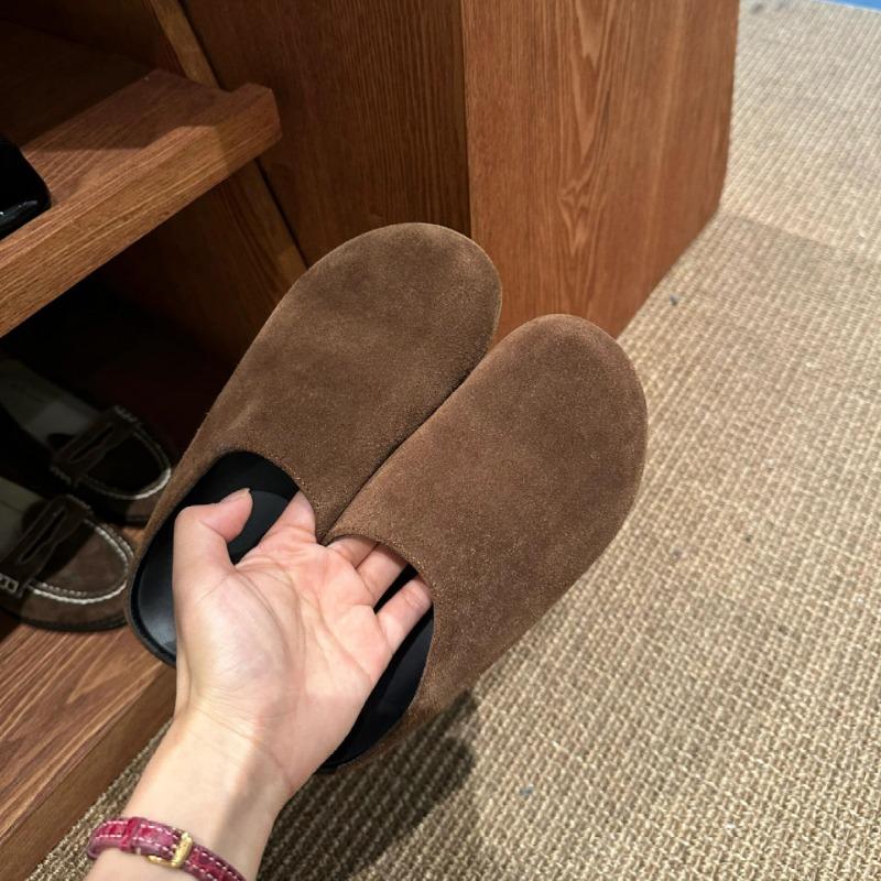 

Версия из коровьей кожи~ Настоящая кожаная сумка-голова и полутапочки женские тапочки на толстой подошве ленивые с одним носком 40