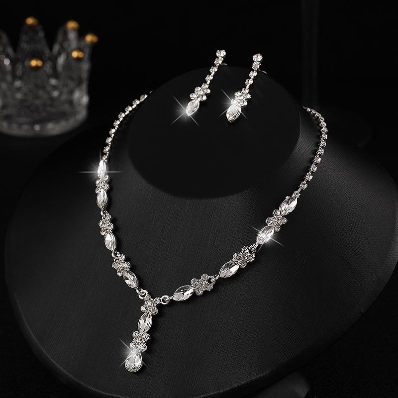Atmospheric Bridal Necklace Earrings Zircon Wedding Jewelry Set Wedding Dress Evening Dress Accessories Wedding Banquet Jewelry