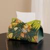 Vintage PU Leather Tissue Box Holder Oil Painting Durable Napkin Container Decorative Car Tissue Box Bathroom