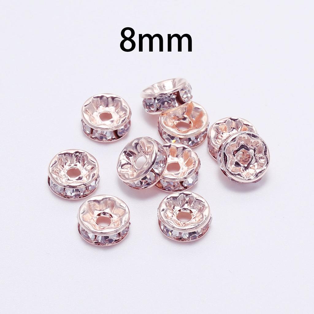 50 stk/parti 8 mm Strass Rondeller Krystallperler Løse Avstandsperler Charms for DIY Håndlaget Smykketilbehør Produksjonsmateriell