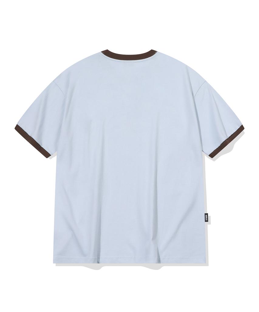 CPGN STUDIO Cats Music Ringer Short Sleeve T-Shirt Mist Blue