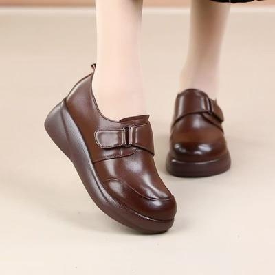 Black Platform Women's New Spring and Autumn Muffin Sole One-pedal Board Shoes Retro Small Leather Shoes