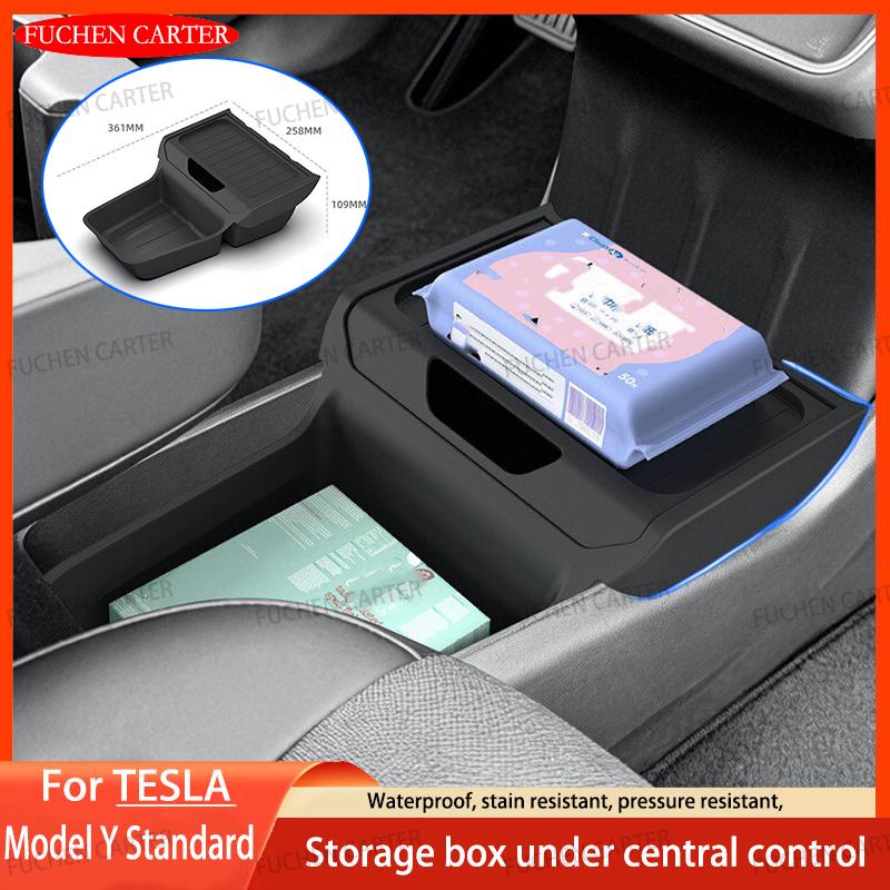 For Tesla Model Y Standard 2025 TPE Under Central Control Storage Box Flip Cover design Tissue Box Storage interior Accessorie