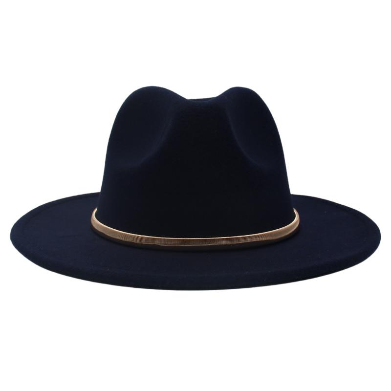 European And American Cashmere Top Hat Gold Ring Accessories Fashion Jazz Hat Four Seasons Popular Felt Hat Gentleman Lady Big Edge Hat (