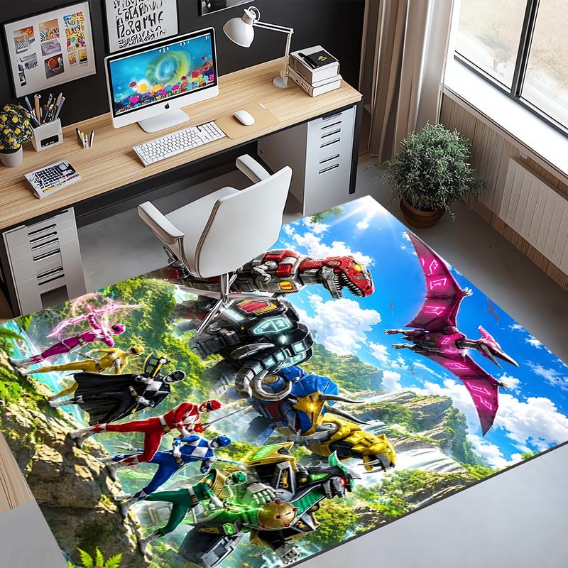 Mighty Morphin Power Rangers Pattern Rug, Indoor/Outdoor Mat, for Picnic, Gameroom, Bedroom, Office, Living Room, Home Decor Carpet, Birthday Gift