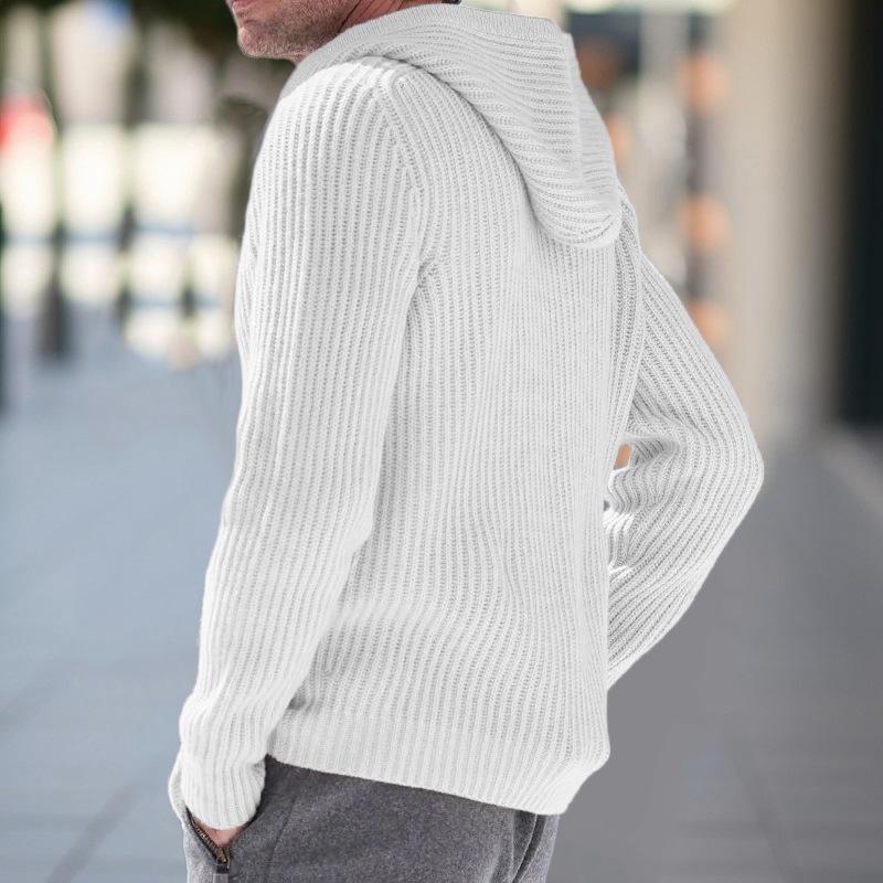 2025 New Men's Knitted Sweater Hooded Long Sleeve Knitted Sweater