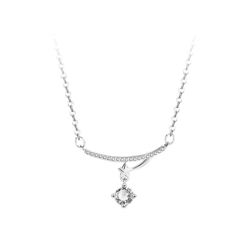 Smile Star Zircon Necklace Women's Light Luxury Premium Sense Simple ins Wind Sweet Versatile Exquisite Clavicle Chain