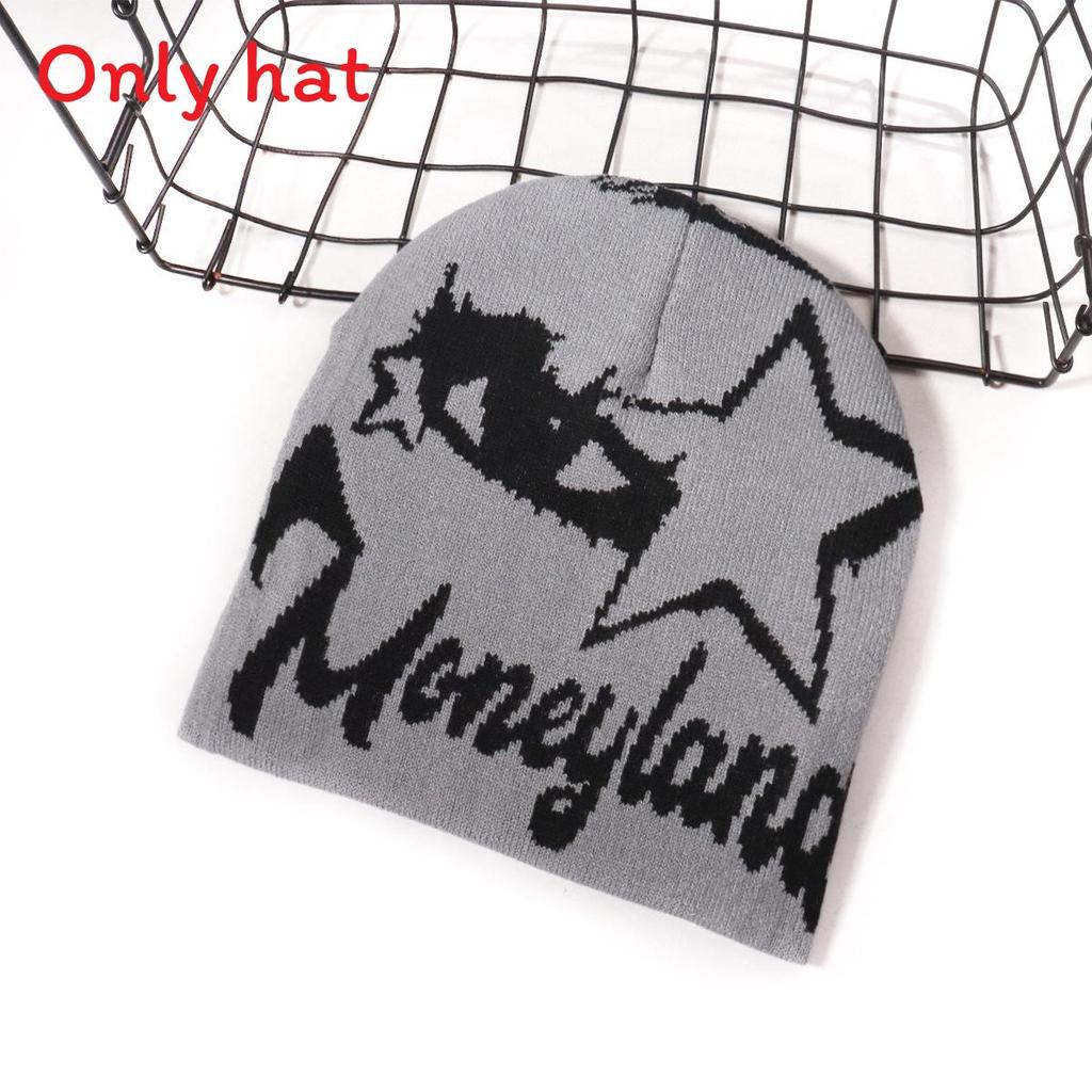 Street Star Style Letter Pattern Neutral Warm Knitted Hat For Autumn And Winter