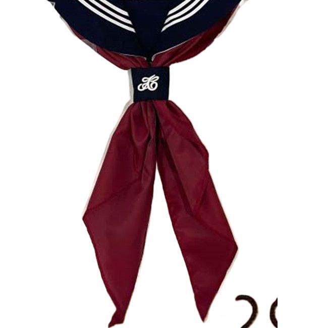 Red Triangular Sailor Uniform Scarf with Embroidery and Large Bow Tie - Japanese Academy Style