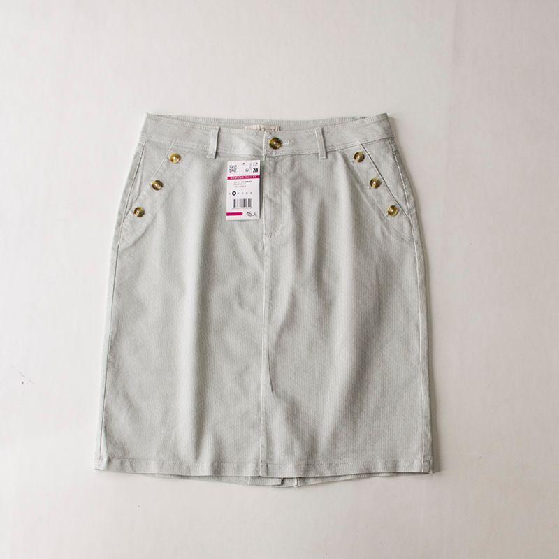 

Elastic Minimalist Pinstripe Stretch Cotton Fastener Decoration Women s Summer Work Clothing Skirt Sheath Stripes 38 (Times)