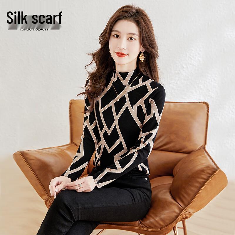 Women s Geometric Mock Neck Layering Top XL