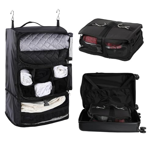 

TABITORA Storage Box with Hanging Inner Bag, Clothes Hanging Storage Rack, Portable Closet for Travel, Business Trips, Space-Saving, Large Capacity, 3