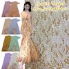 French Style Sequin Embroidered African Lace Fabric 1 Yard for Nigerian Wedding Dress Tulle Bridal Gown Diy