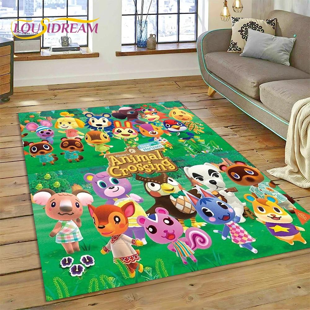 Niedlicher 3D-Cartoon-Teppich mit Animal Crossing New Horizons für Wohnzimmer, Schlafzimmer, Heimdekoration, rutschfeste Dekoration für Sofa, Kindergeschenk
