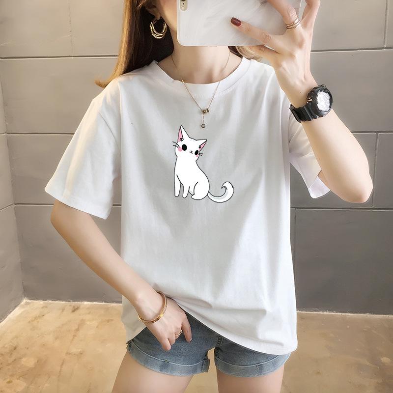 Short-sleeved T-shirt Women's Summer Student Casual Cartoon Blouse Fashion Round Neck Women's Clothing