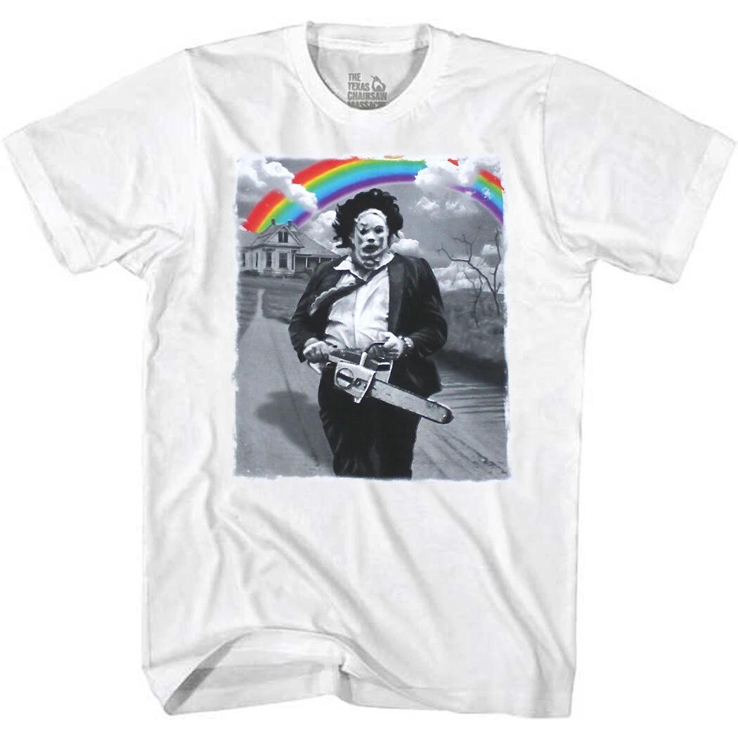 Texas Chainsaw Leatherface Rainbow 100% Cotton T-shirt Mens Tees Top XL
