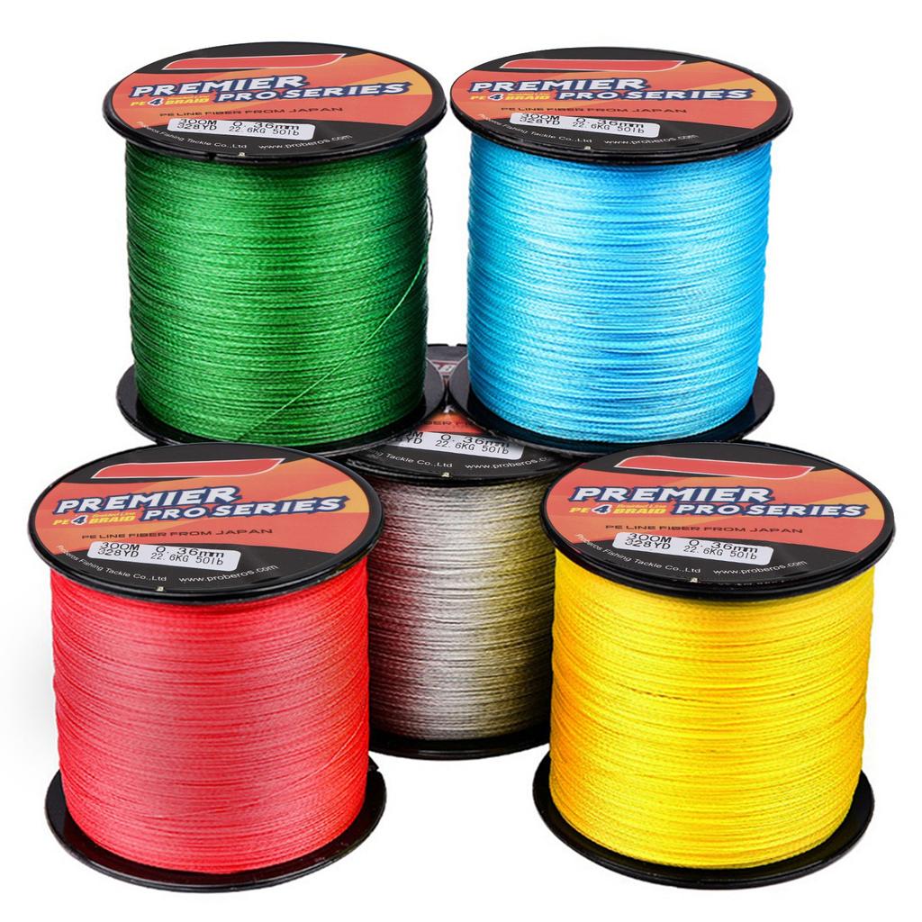 5.0 50LB Fishing Wire Abrasion Resistant Fishing Tape 4 Stranded Braided PE Fishing Line for Seawater Freshwater 300m