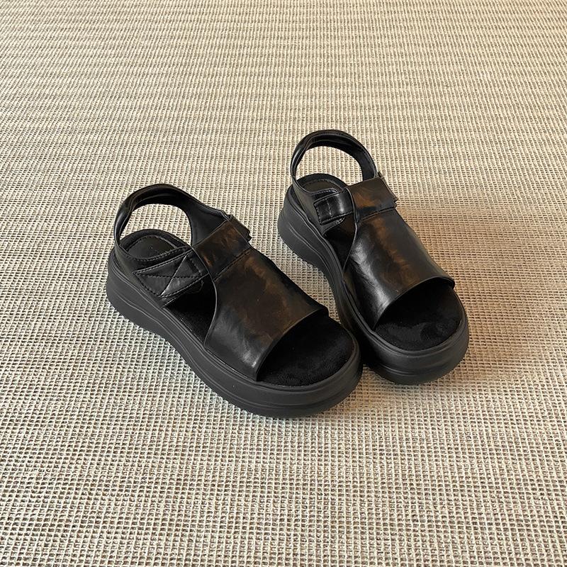 Spot!! Retro casual platform open-toed beautiful sandals women's summer new versatile soft-soled heightening Roman shoes
