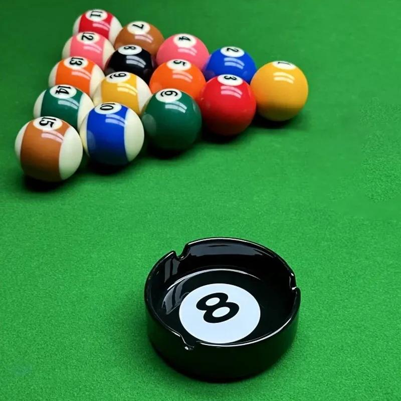 Unique Black Eight Ceramic Ashtray Perfect For Billiard Rooms Home Bars Parties Ideal Gift & Creative Birthday Presents