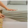 Solid Color Plaid Washed Cotton Fitted Sheet Bed Mattress Cover Soft Breathable Bedclothes Bed Cover No Pillowcase