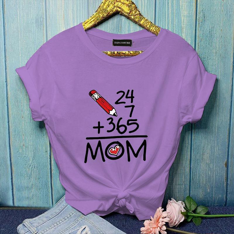 Funny Math Equation MOM T-Shirt Women's Casual Summer Mother's Day T-Shirt Top