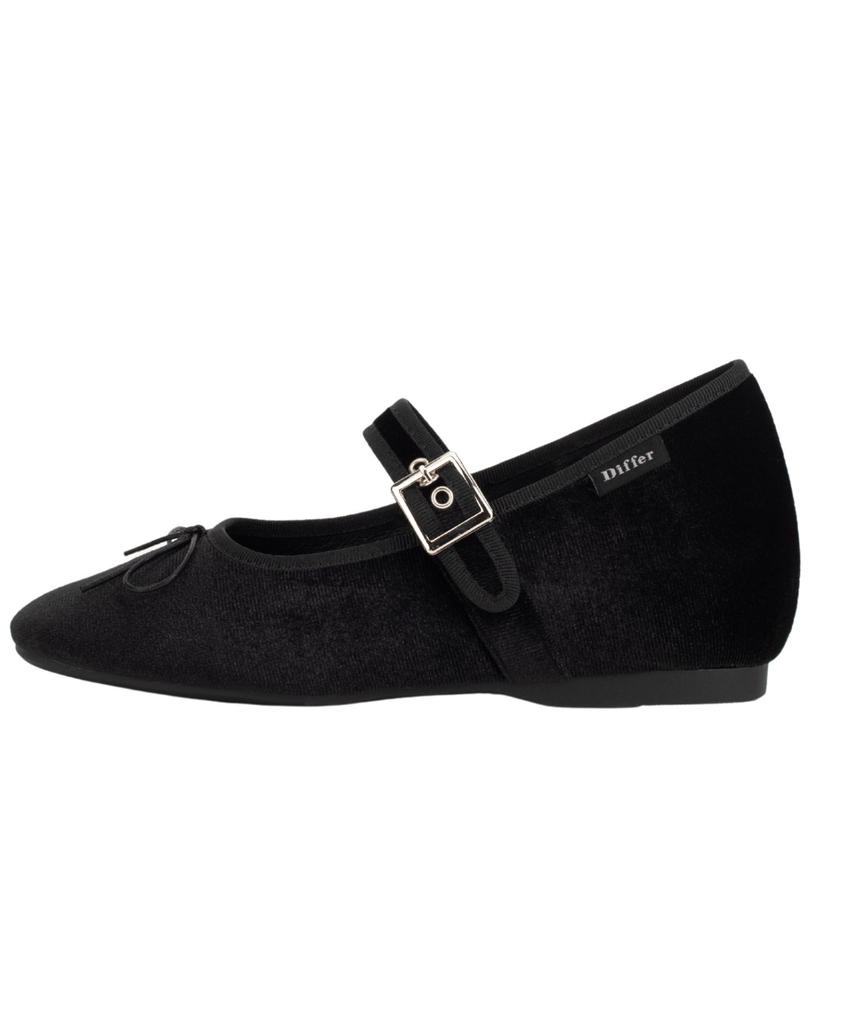Differshoe Belline Square Ribbon Mary Jane 5Cm [Black]