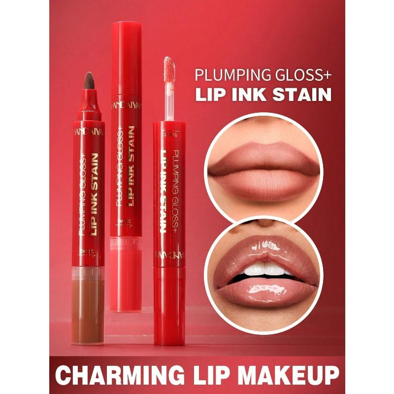 2-In-1 Watercolor Lip Gloss, Moisturizing, Mirror-Like Finish, Long-Lasting Color, Creates Natural Lip Tone, Suitable For Back To School, Beginners