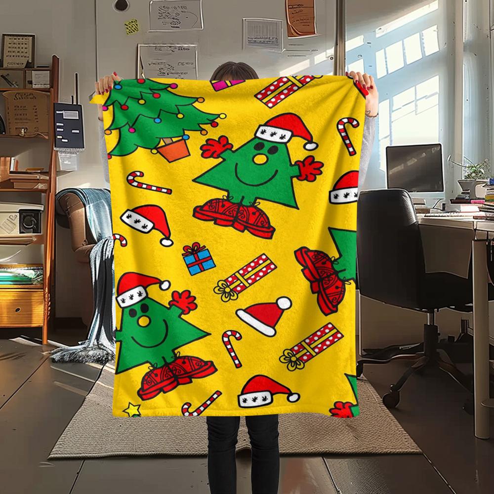 1PC Mr. Men Little Miss Patterned Flannel Blanket Suitable For All Seasons for Home Decor Warmth and Comfort Gifts Holiday Present