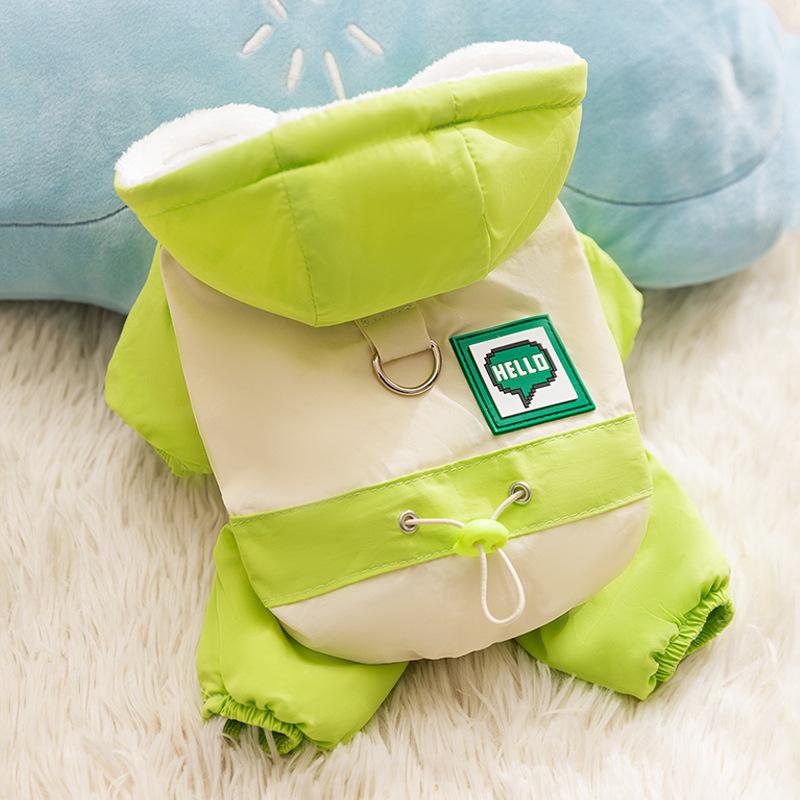 

Pet clothes autumn and winter contrasting colors splicing four-legged charging cotton-padded clothes small dog teddy bear cat clothing M (recommended weight 5-4 kg)