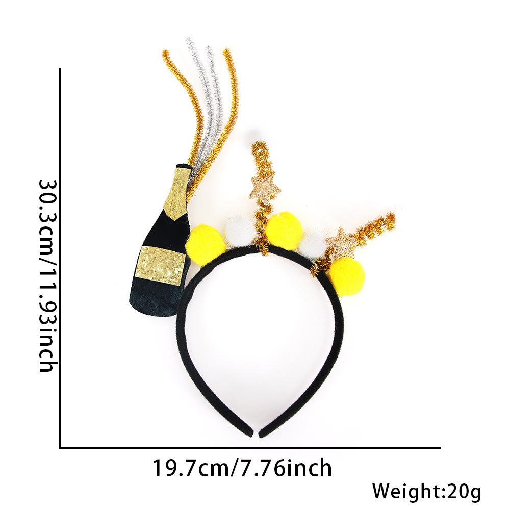 Black Gold Hair Band Decorative 2026 Celebration Headband New Year'S Eve Headband Comfortable Holidays Hair Accessory For New