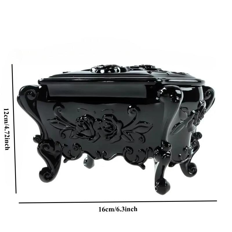 

1Pcs Multifunctional with Mirror Rose Flower Storage Box Carved Korean Style Jewelry Storage Box Retro Living Room