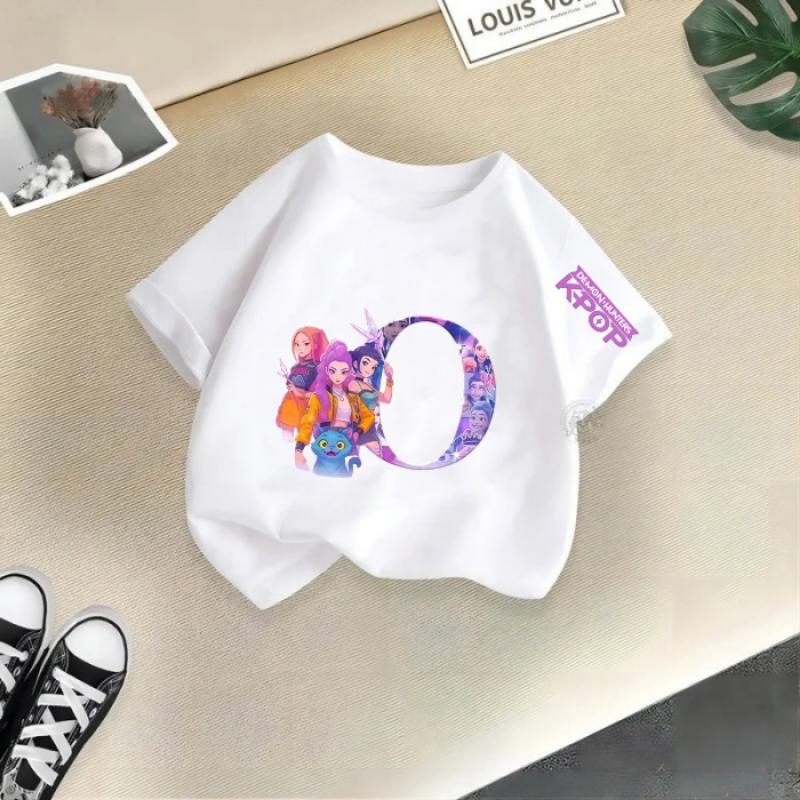 2026 Kpop Demon Hunters Child Short Sleeve Kpop Demon Hunters Tee Harajuku Casual Fashion T-shirts for Boys and Girls