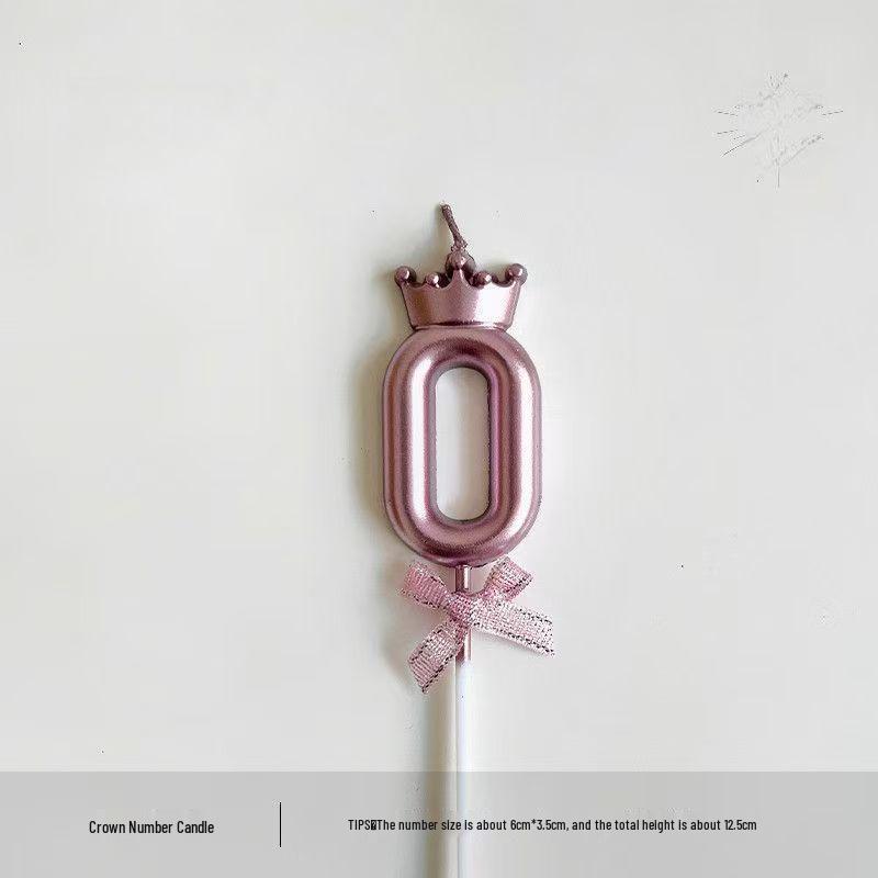 Crown Pink Birthday Number Candle Bow - Creative Cake Decoration for Children s First Birthday