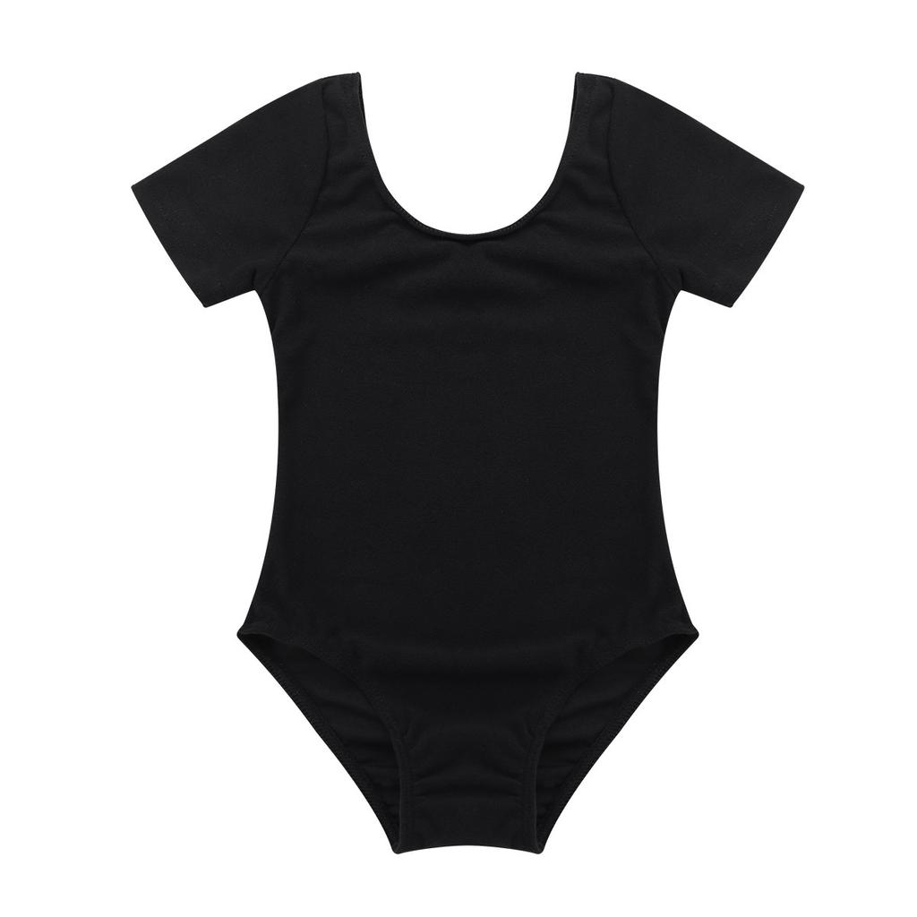 Leotard da Ginnastica Balletto Danza Manica Corta Elasticizzato per Ragazze Dancewear