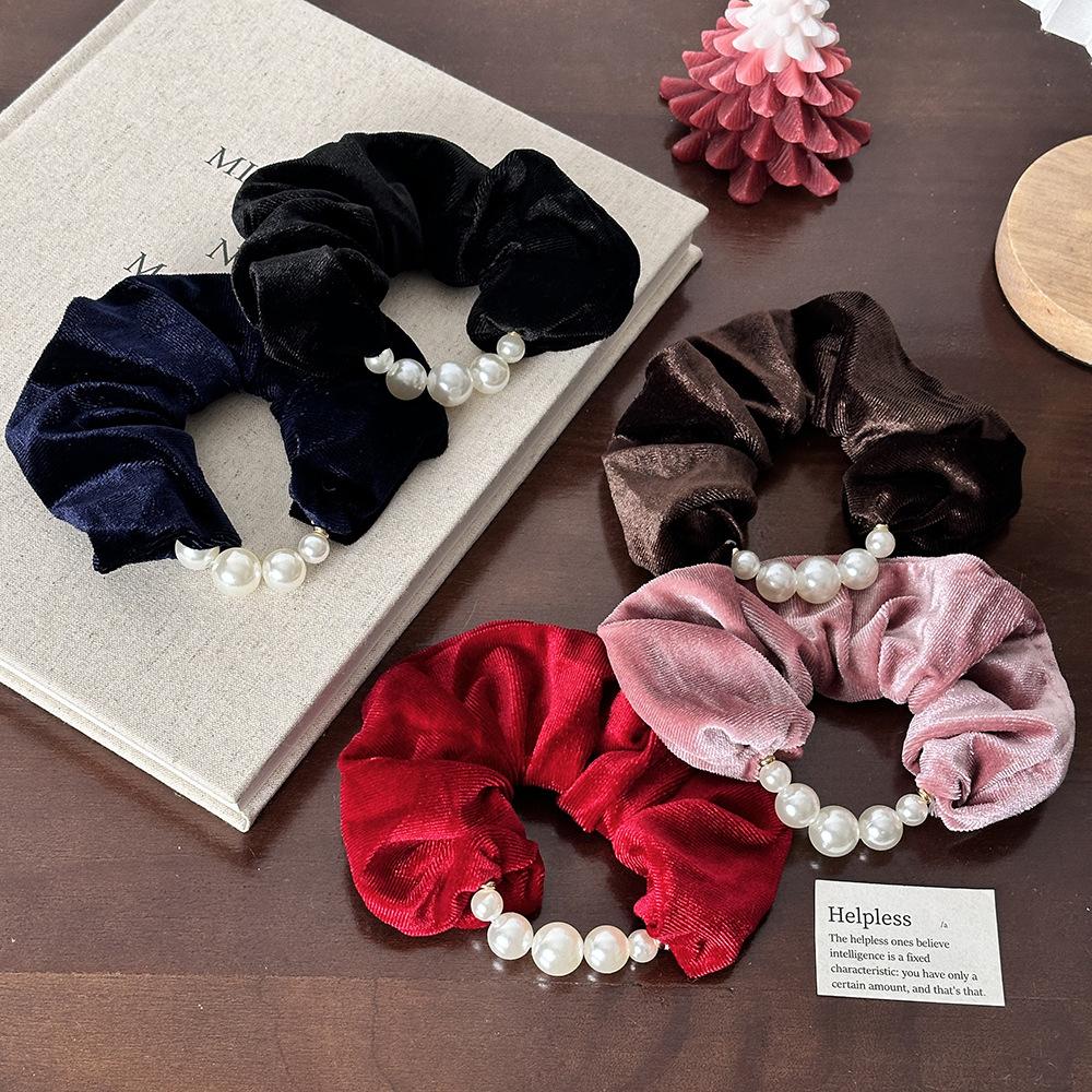 Velvet Bead Big Intestine Hair Band, High-end Style Braid for Long Hair, Elegant Hair Tie