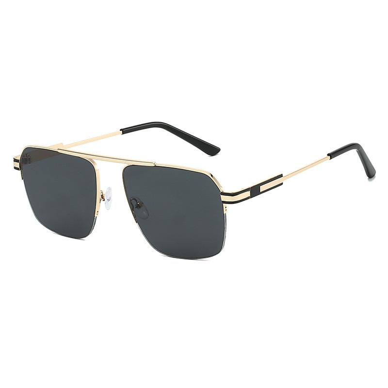 

Retro Pilot Halfframe Sunglasses Uv400 Protection For Driving And Summer Trips GoldFrameGrayLens