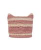 Bajal Square Label Striped Crochet Beanie Pink