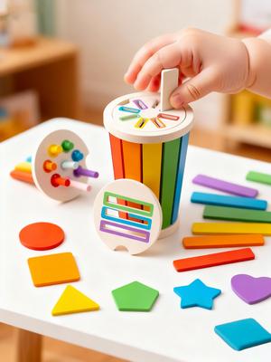 3-in-1 Holz Farbe Form Sortierspielzeug Sensorisches Zuordnungsspiel Montessori Lernspielzeug für Kinder Vorschul-Lernaktivitäten