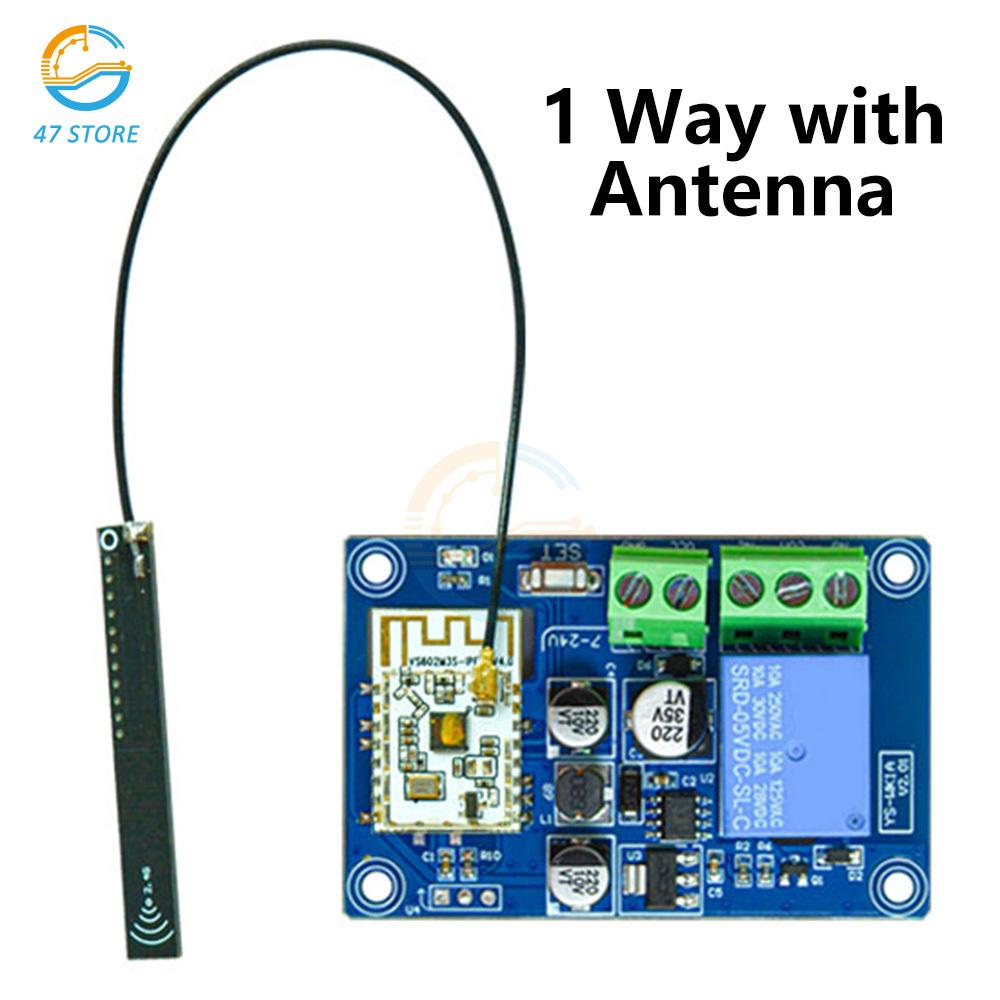 DC 7-24V WiFi Remote Control Switch Bluetooth Dual Mode Wireless Relay Module 1/2/3/4 Channel Relay Smart Home Automation 1 way Antenna